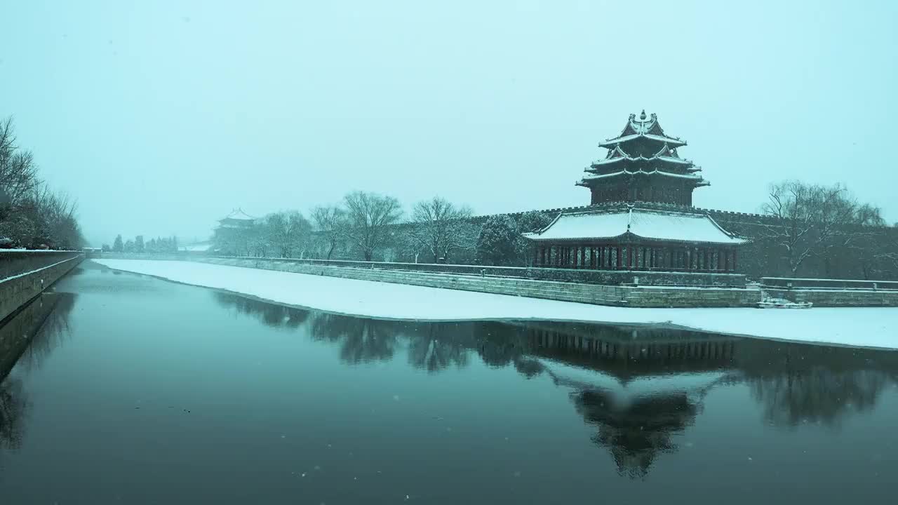 大雪里的故宫视频素材