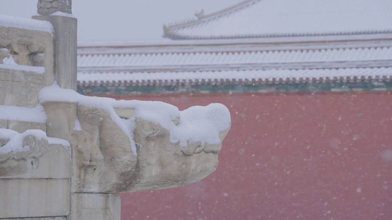 2022虎年北京紫禁城故宫博物院古建筑春节雪景视频素材