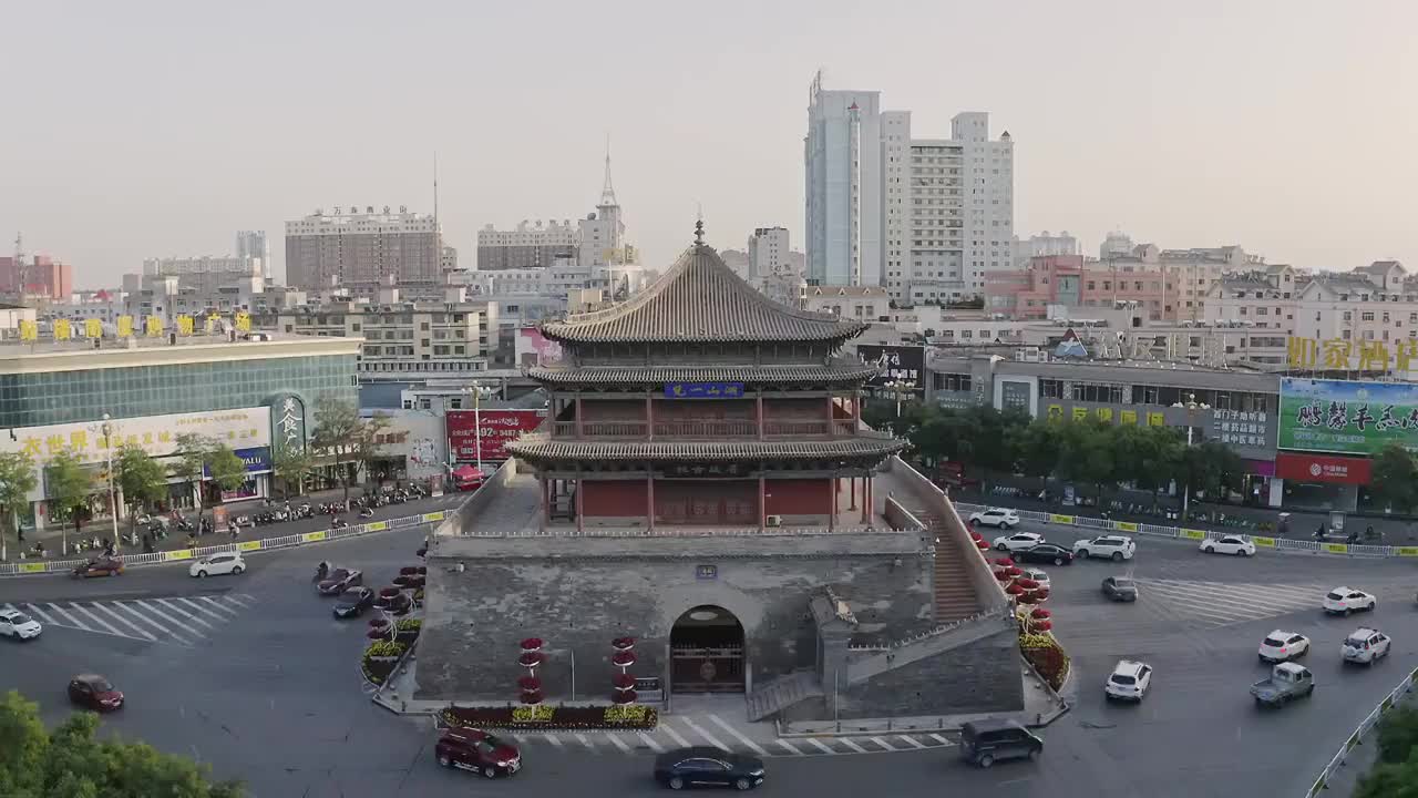 甘肃省张掖钟鼓楼视频素材