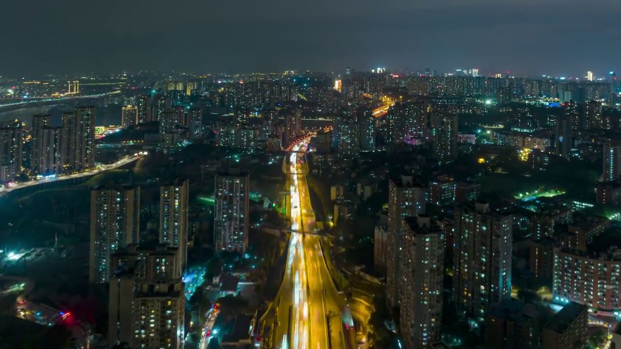 航拍都市夜景延迟视频素材