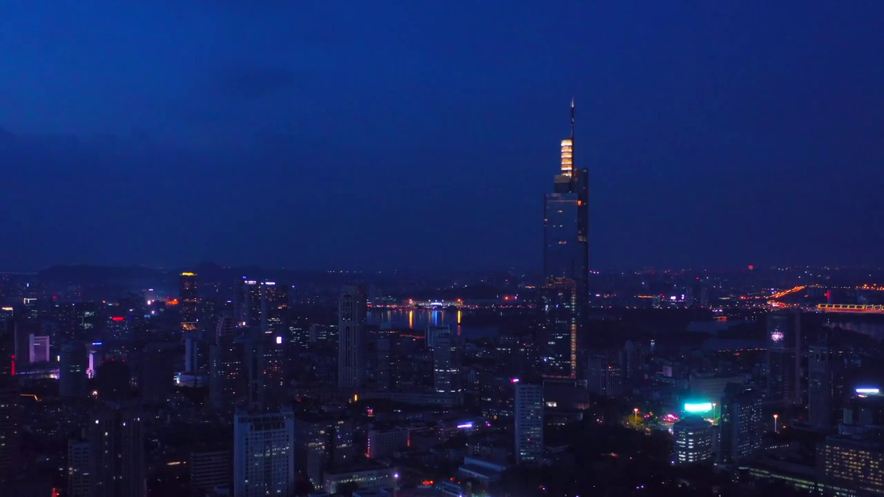 航拍南京现代城市夜景风光视频素材