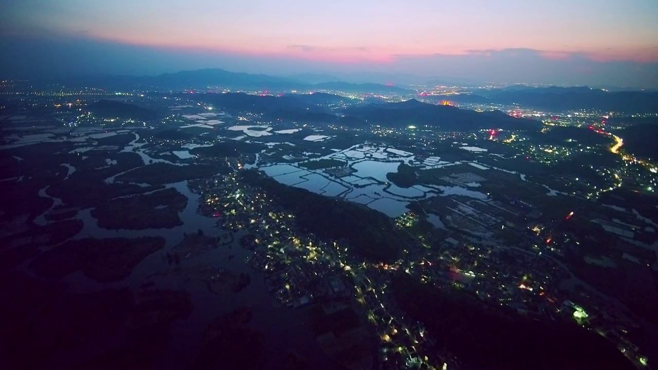 航拍傍晚诸暨著名景点白塔湖国家湿地公园视频素材