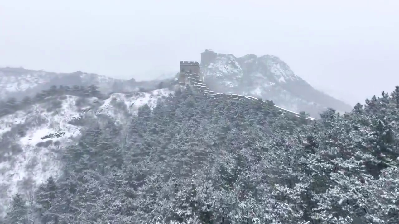 河北承德金山岭长城落雪视频素材