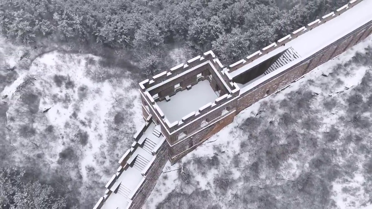 河北承德金山岭长城落雪视频素材