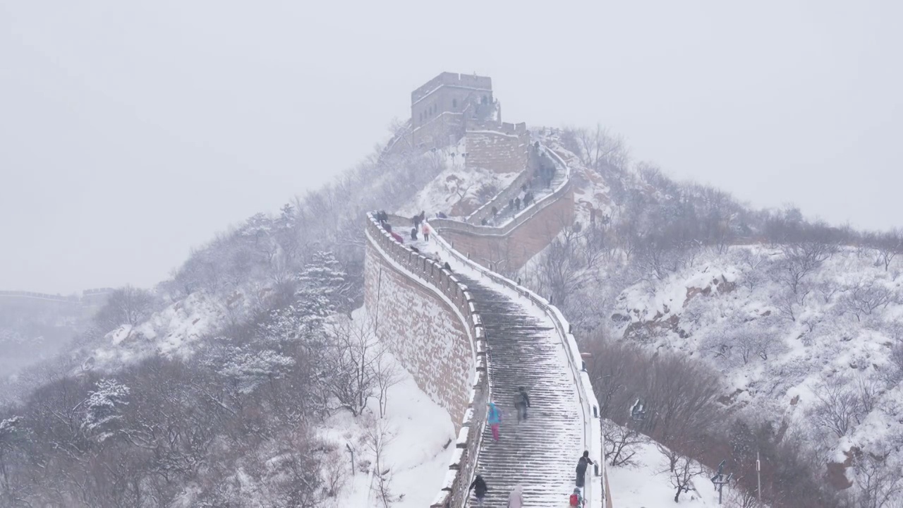 八达岭长城雪景视频素材