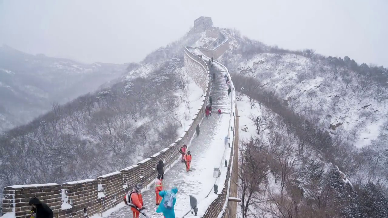 八达岭长城雪景视频素材