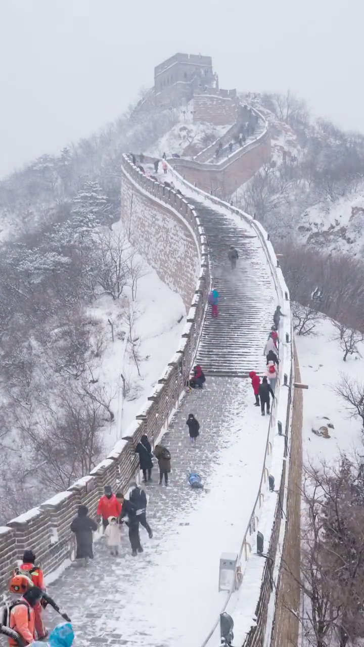 八达岭长城雪景视频素材