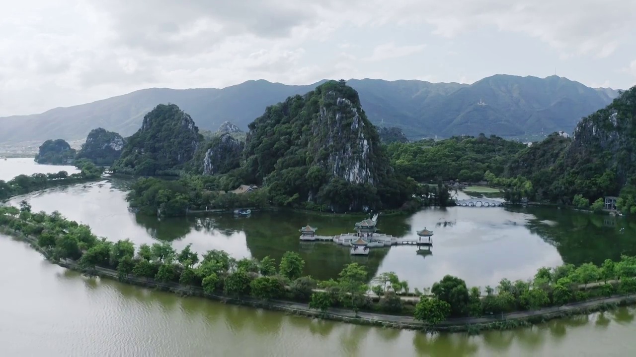 航拍广东肇庆七星岩风景区视频素材