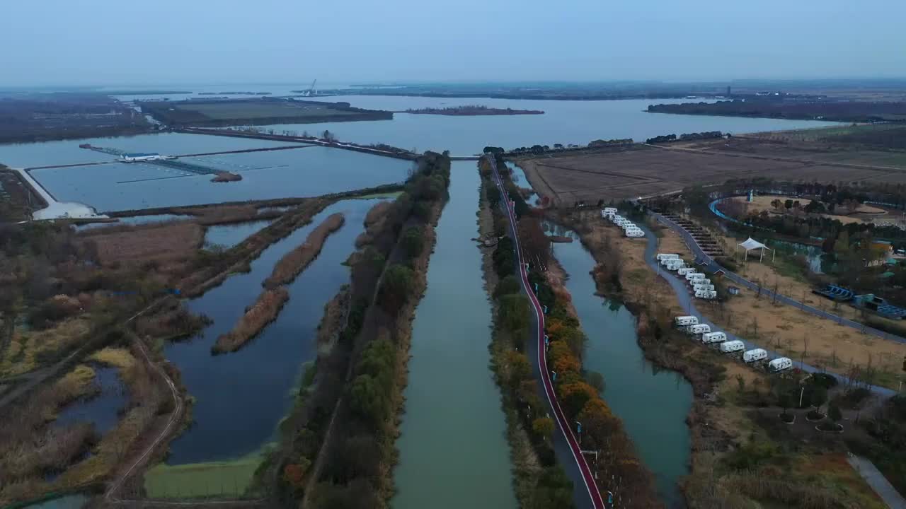 江苏省淮安市洪泽区白马湖生态旅游区DJI_0195视频素材