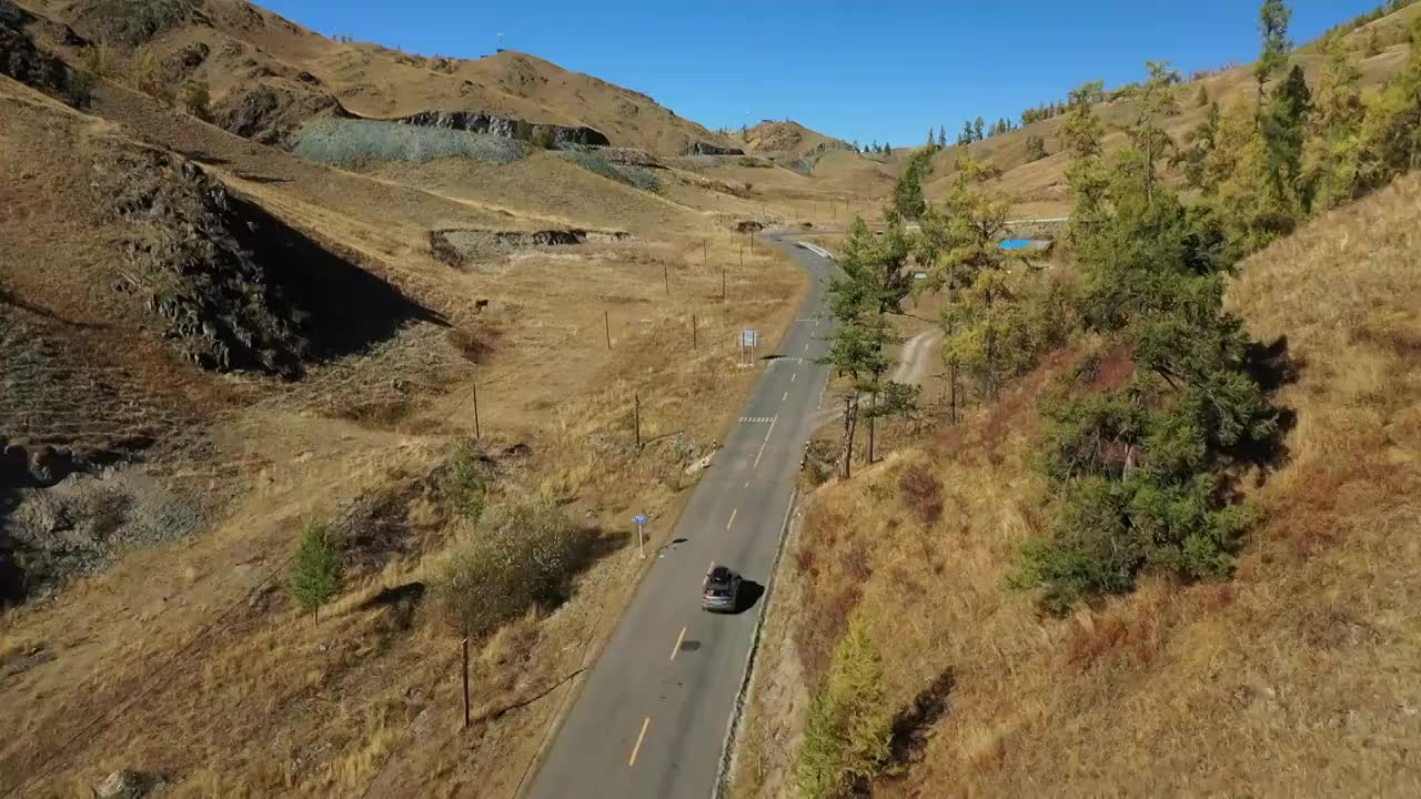 新疆阿勒泰布尔津高山森林自驾游公路旅行自然风光视频素材