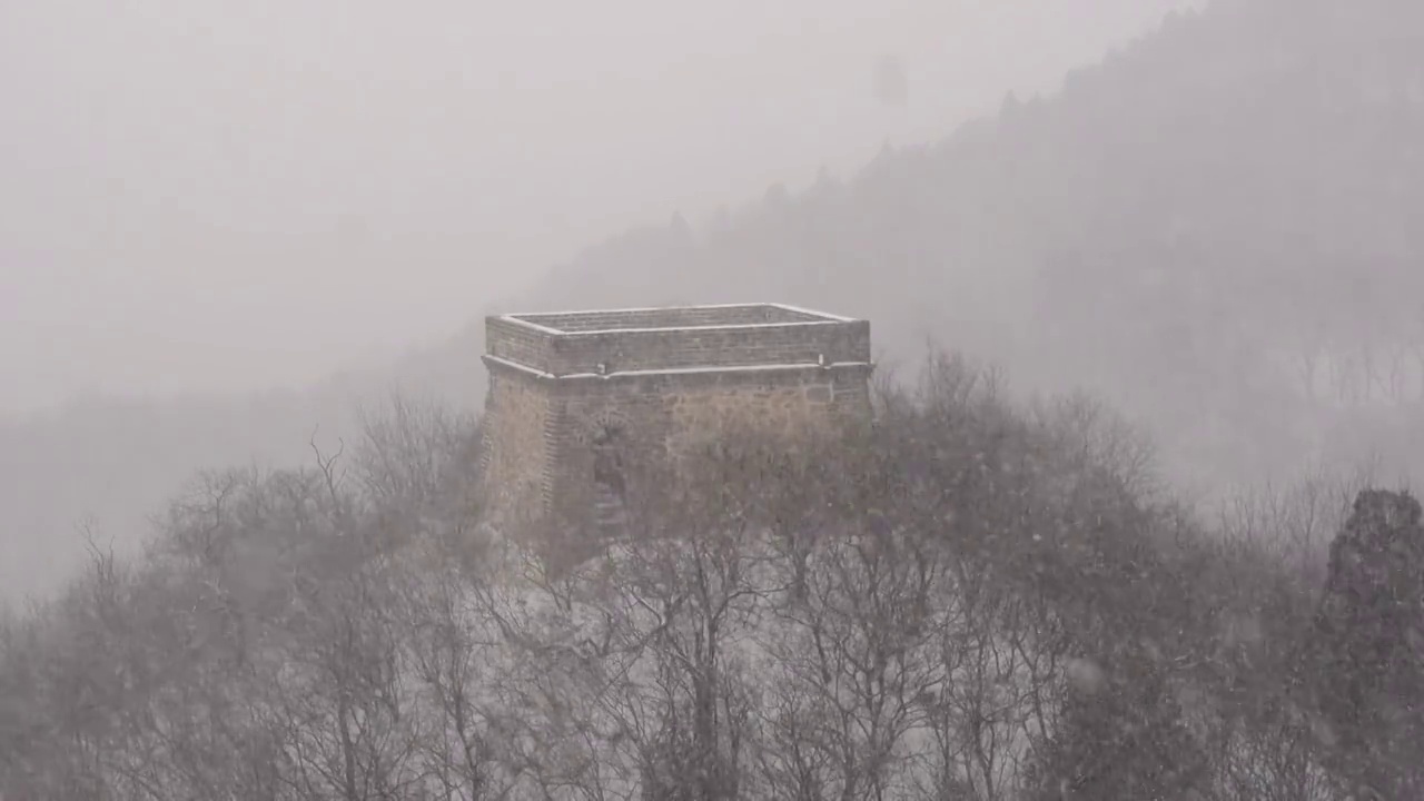 北京八达岭长城雪景视频素材