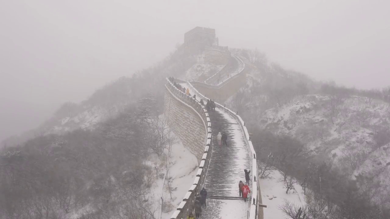 北京八达岭长城雪景视频素材