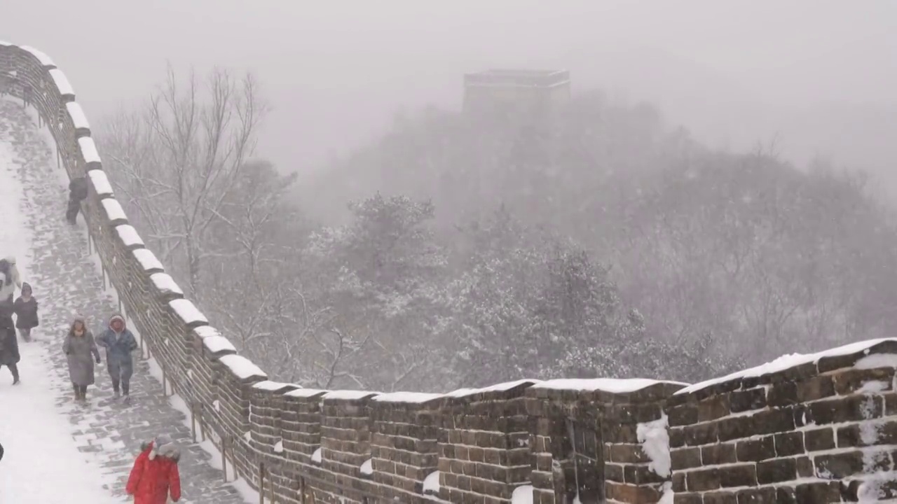 北京八达岭长城雪景视频素材