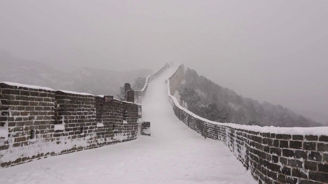 北京八达岭长城雪景视频素材