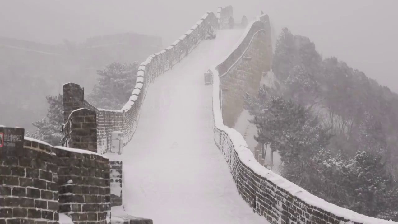 北京八达岭长城雪景视频素材