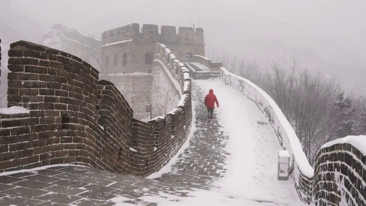 北京八达岭长城雪景视频素材