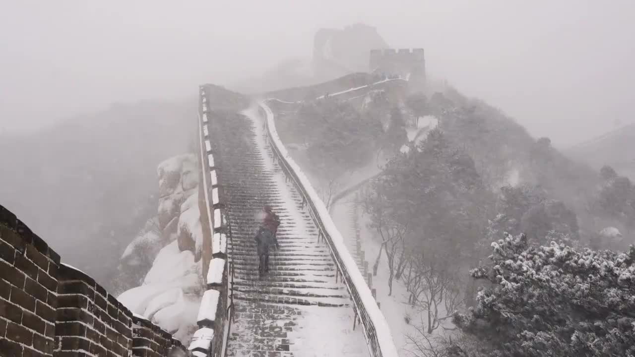 北京八达岭长城雪景视频素材