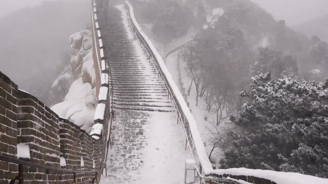 北京八达岭长城雪景视频素材