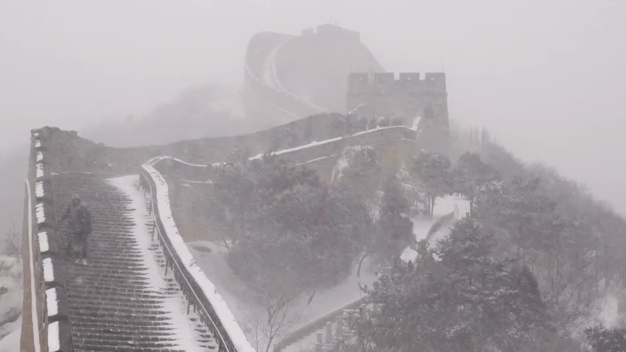 北京八达岭长城雪景视频素材