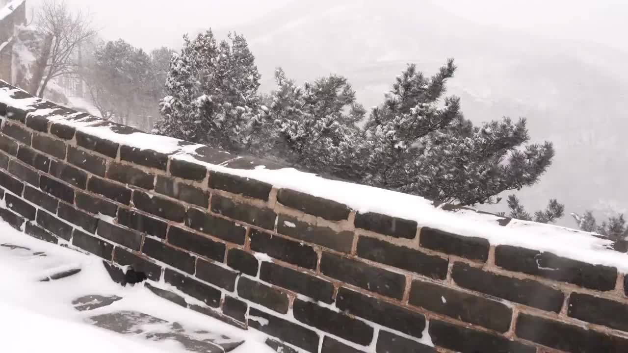 北京八达岭长城雪景视频素材