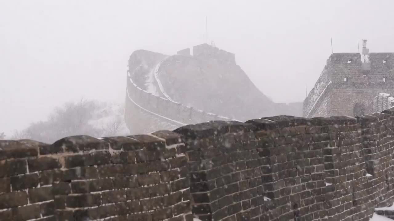 北京八达岭长城雪景视频素材