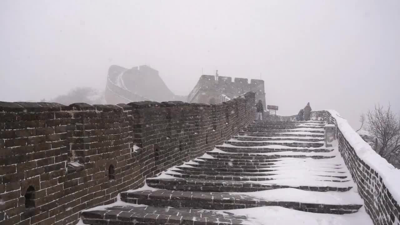 北京八达岭长城雪景视频素材