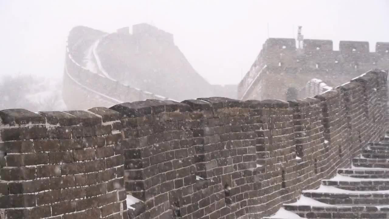 北京八达岭长城雪景视频素材