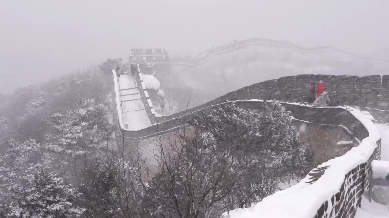 北京八达岭长城雪景视频素材