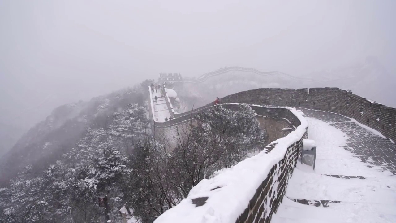 北京八达岭长城雪景视频素材