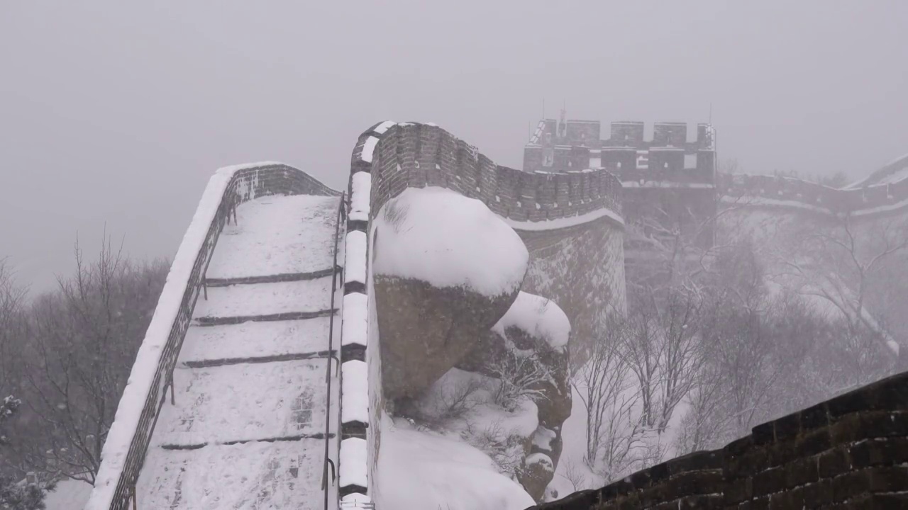 北京八达岭长城雪景视频素材