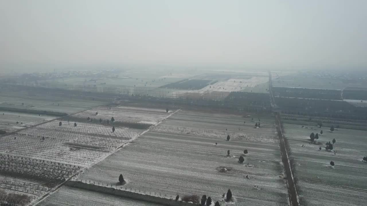 兴平市农村冬季麦田雪景视频素材