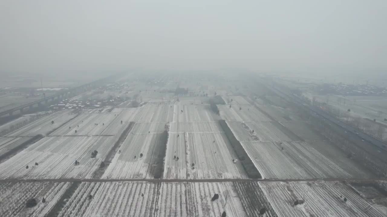 兴平市农村冬季麦田雪景视频素材