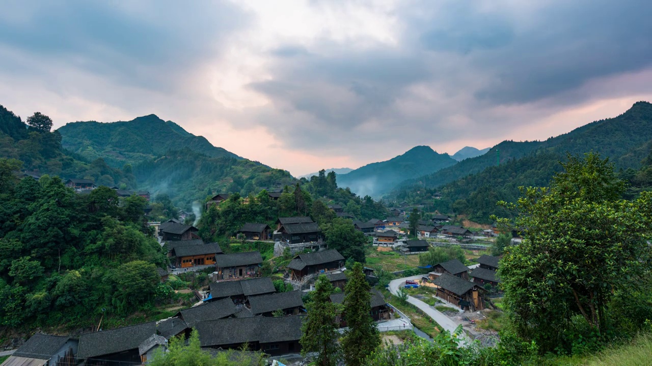 湖南湘西保靖县吕洞山镇夯吉苗寨视频素材