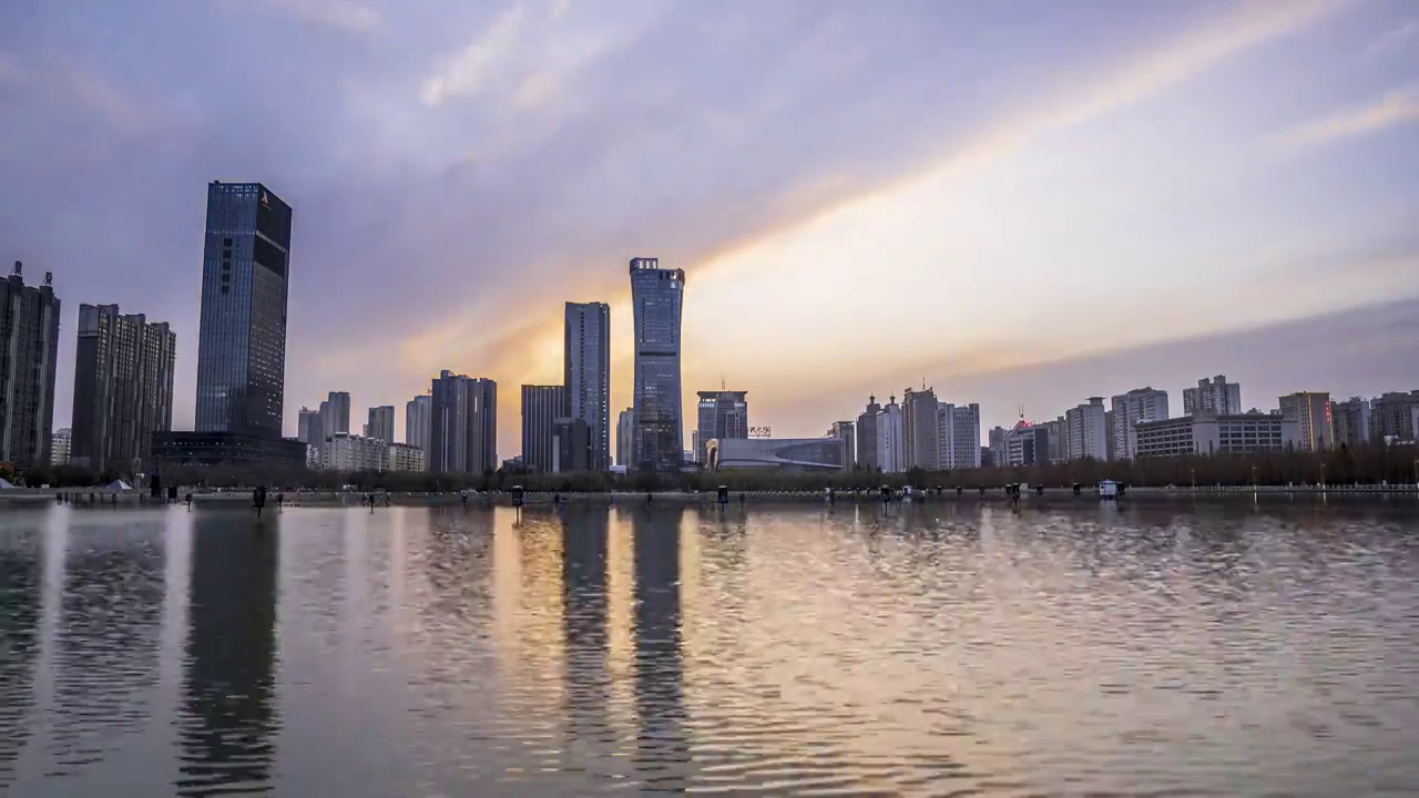 洛阳市开元湖日转夜视频素材