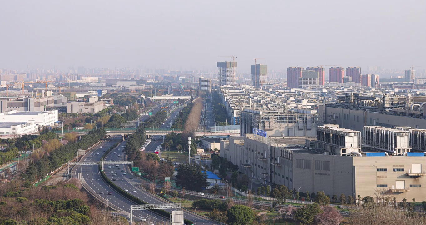 延时城市风景：成灌高速成都收费站 (G4217蓉昌高速入口西北向)视频素材