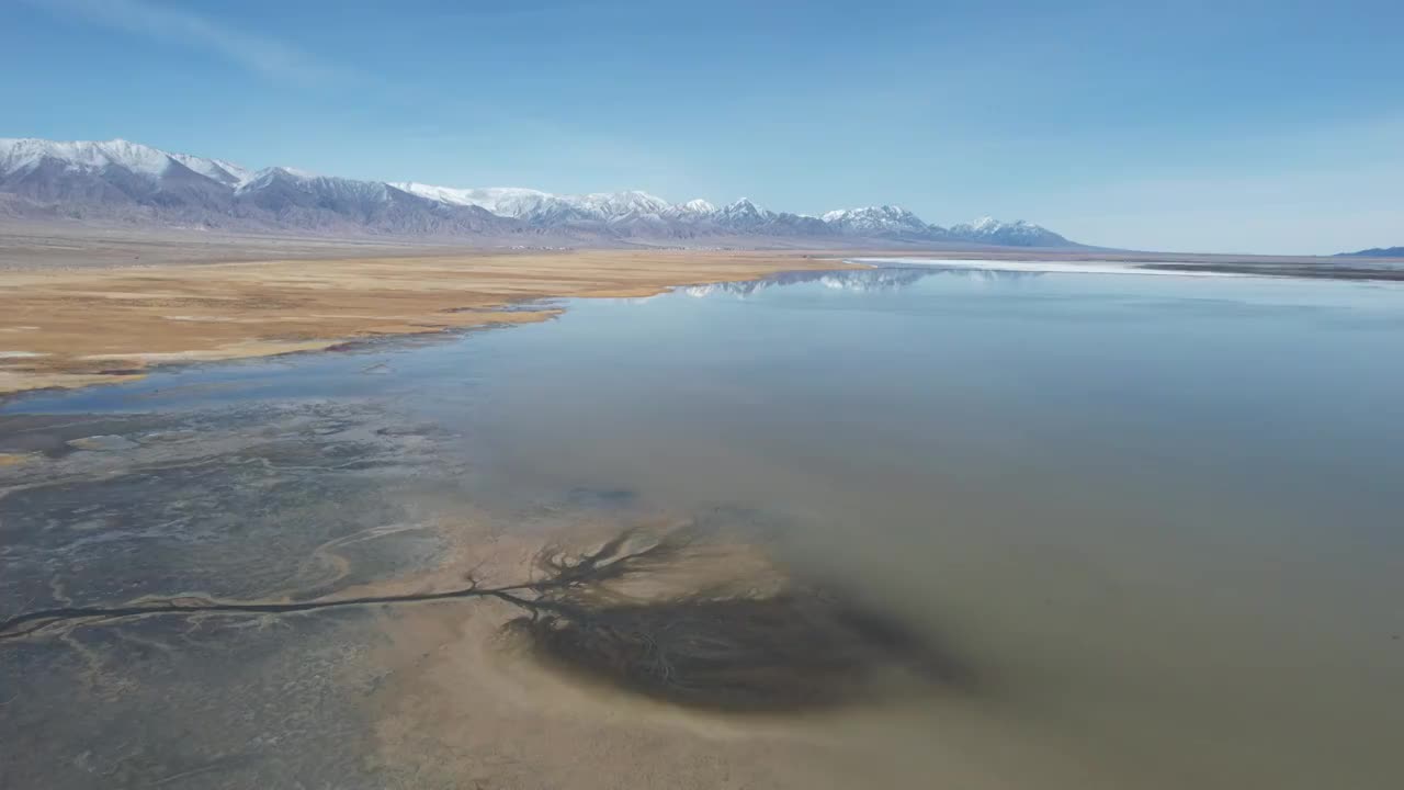 青海海西州大柴旦湖大柴达木湖泊湿地自然风光视频素材