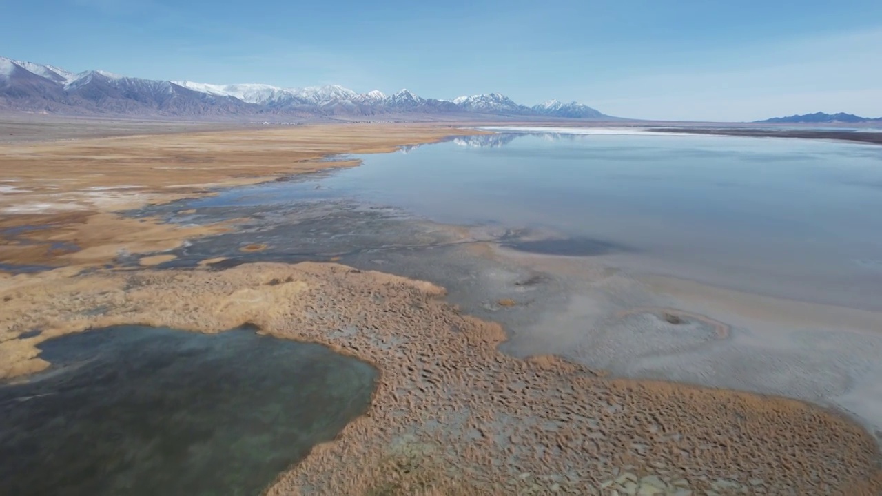 青海海西州大柴旦湖大柴达木湖泊湿地自然风光视频素材