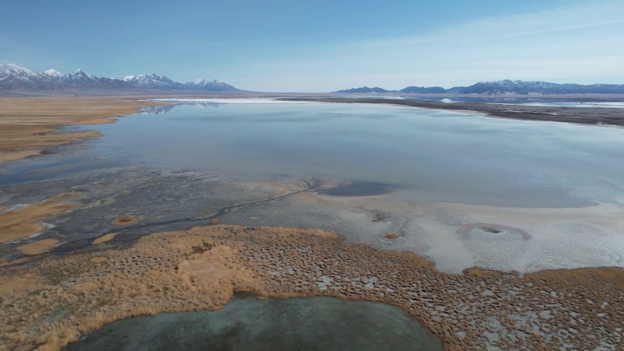 青海海西州大柴旦湖大柴达木湖泊湿地自然风光视频素材