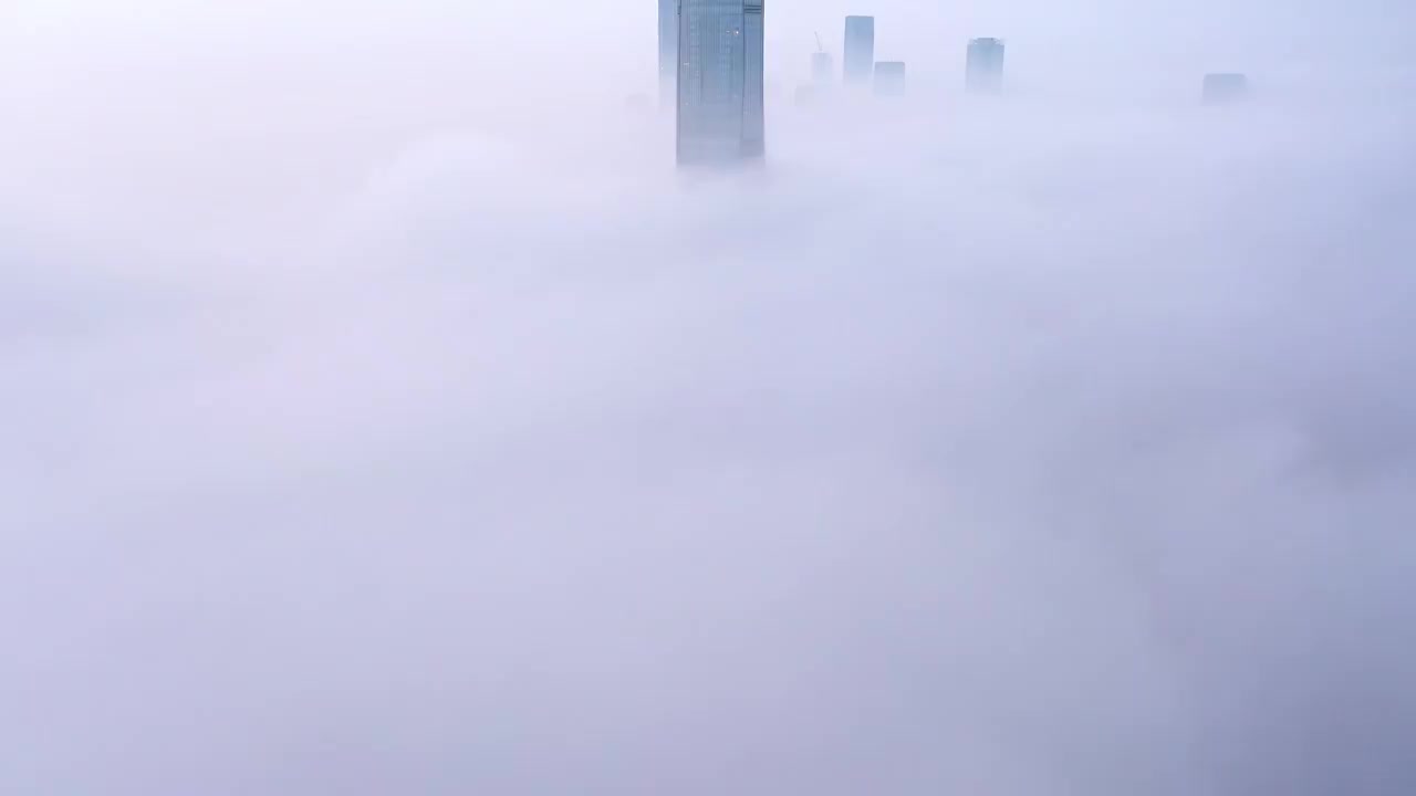 珠海横琴平流雾城市风光航拍视频素材