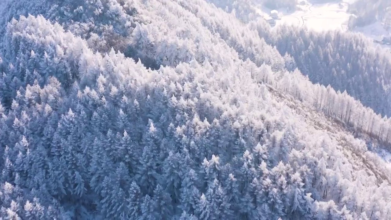 4k航拍恩施雪山雾凇风光视频素材