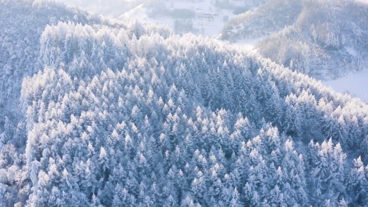 4k航拍恩施雪山雾凇风光视频素材