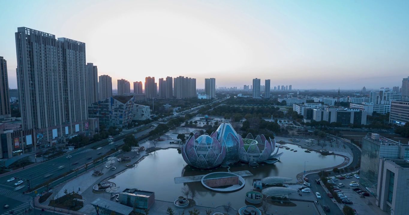 武进城市规划馆-莲花馆亮灯延时视频素材