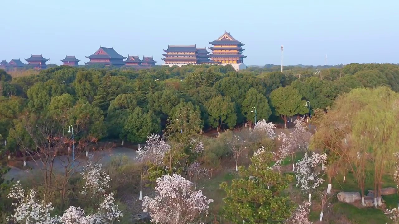 苏州园区阳澄湖半岛重元寺清晨视频素材