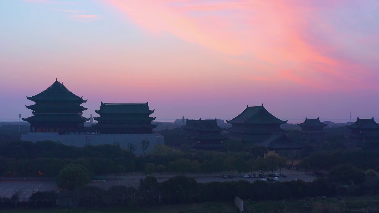 苏州园区阳澄湖半岛重元寺清晨视频素材