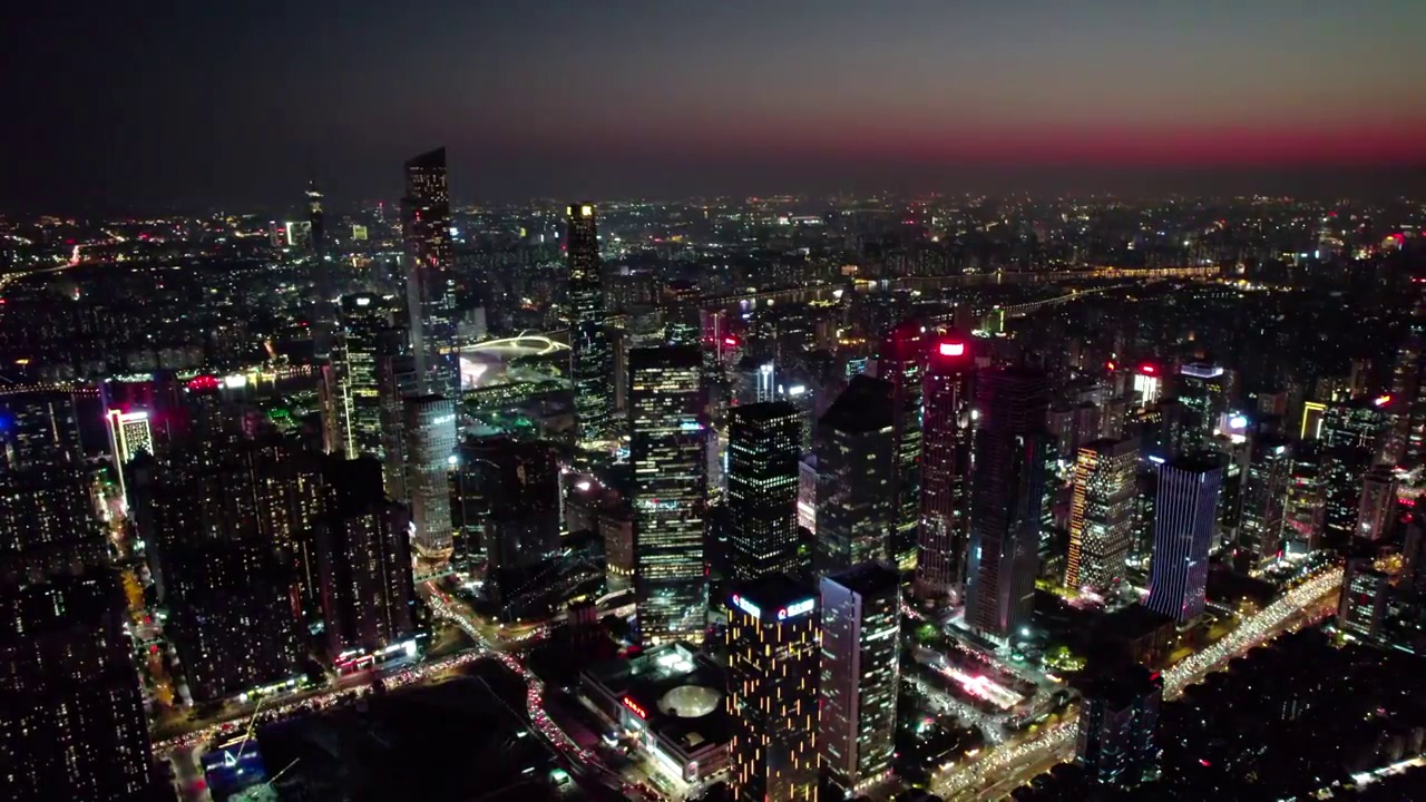 广州珠江新城夜幕降临日落时CBD夜景视频素材