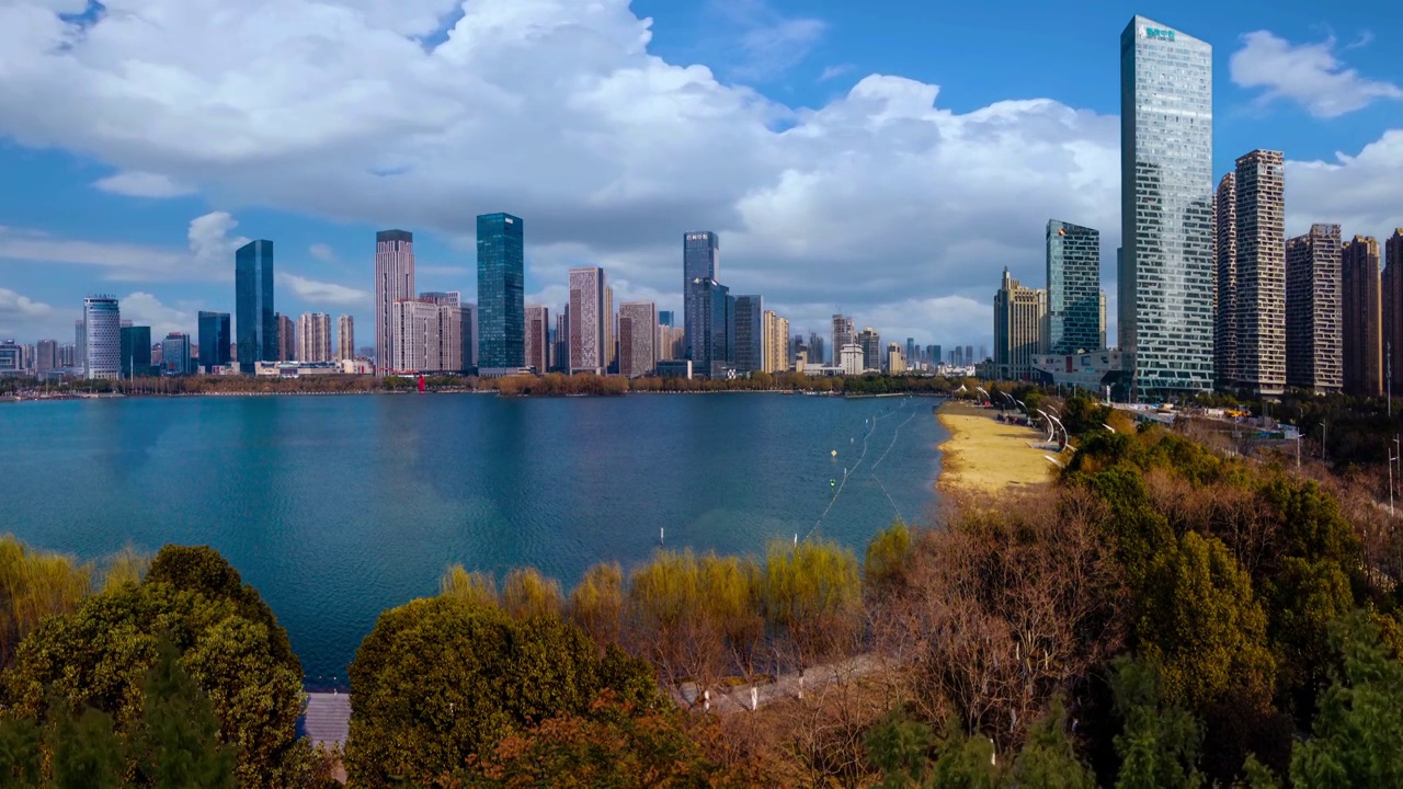 合肥 蜀山区 天鹅湖 大剧院 广电中心 市民广场 新地中心视频素材