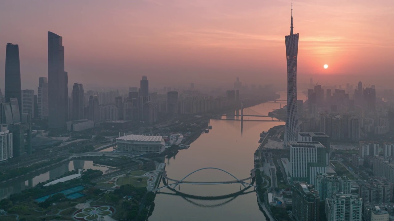 广州海心桥的日出视频素材