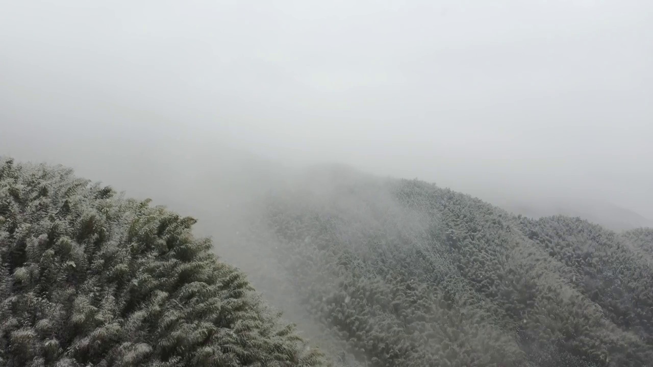 雪中山林航拍视频素材