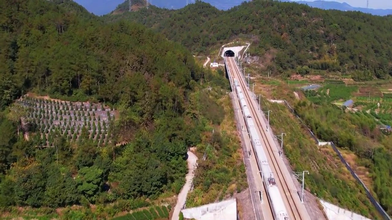 航拍蓝天下户外高架高铁铁路视频素材