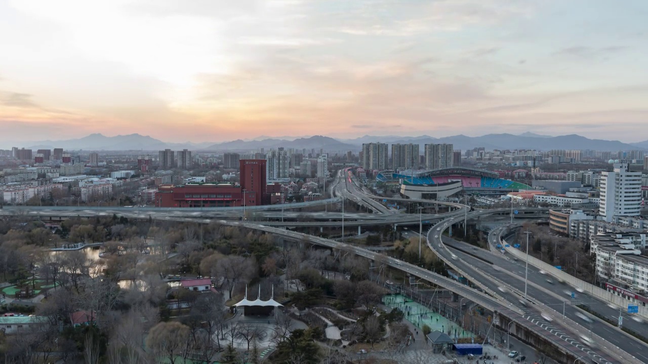 北京西四环丰北桥立交桥日转夜延时摄影视频素材